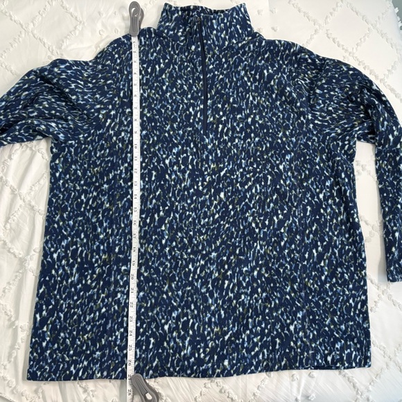 Lands' End Navy and White Patterned Fleece Quarter Zip Women’s 1X - Picture 4 of 7